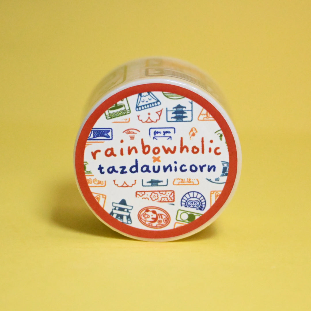 (MT112) Original Rainbowholic x Tazdaunicorn Rainbowholic Japan Stamp 3CM Easy Cut Washi Tape