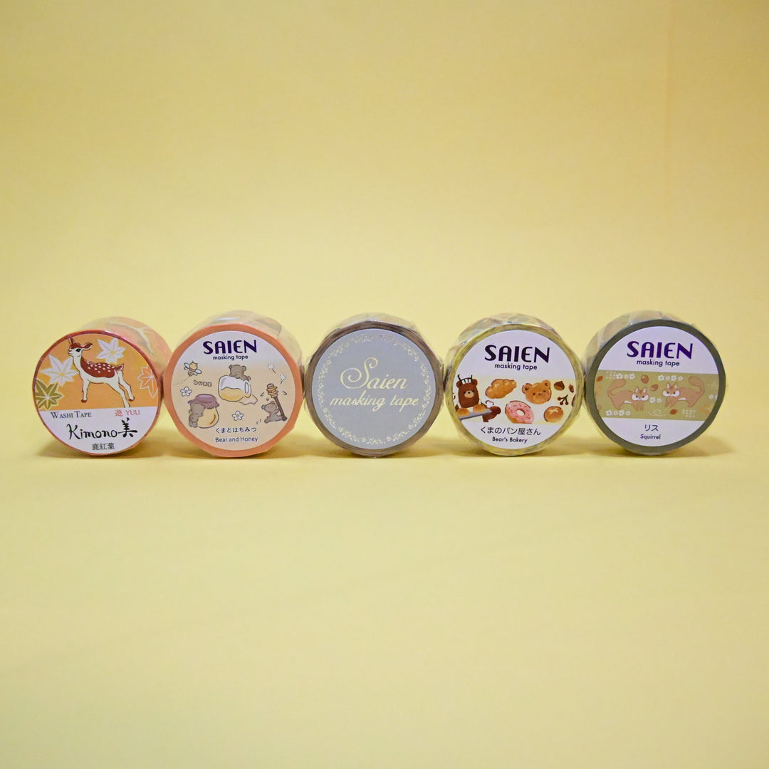 Saien Autumn Animals Masking Tape Set (5 pcs.)