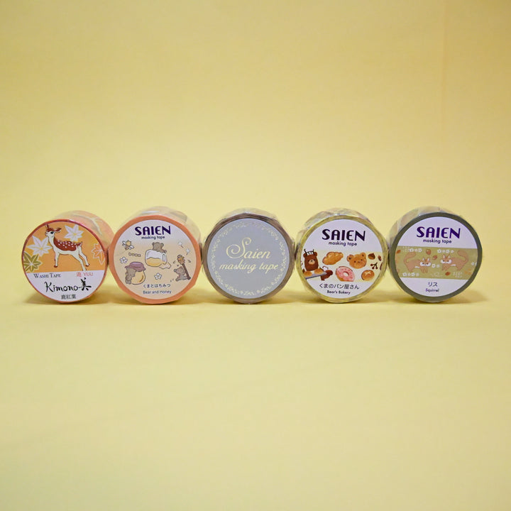 Saien Autumn Animals Masking Tape Set (5 pcs.)