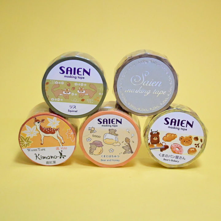 Saien Autumn Animals Masking Tape Set (5 pcs.)