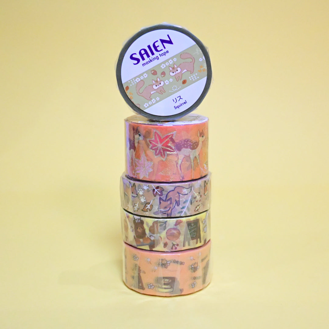 Saien Autumn Animals Masking Tape Set (5 pcs.)