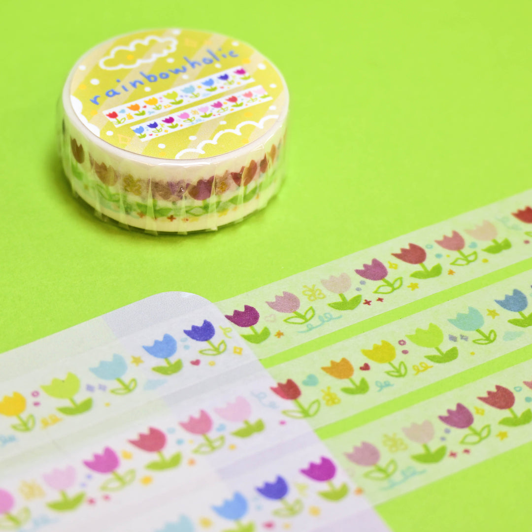 (MT015) Original Rainbow Tulips Washi Tape 1.5cm