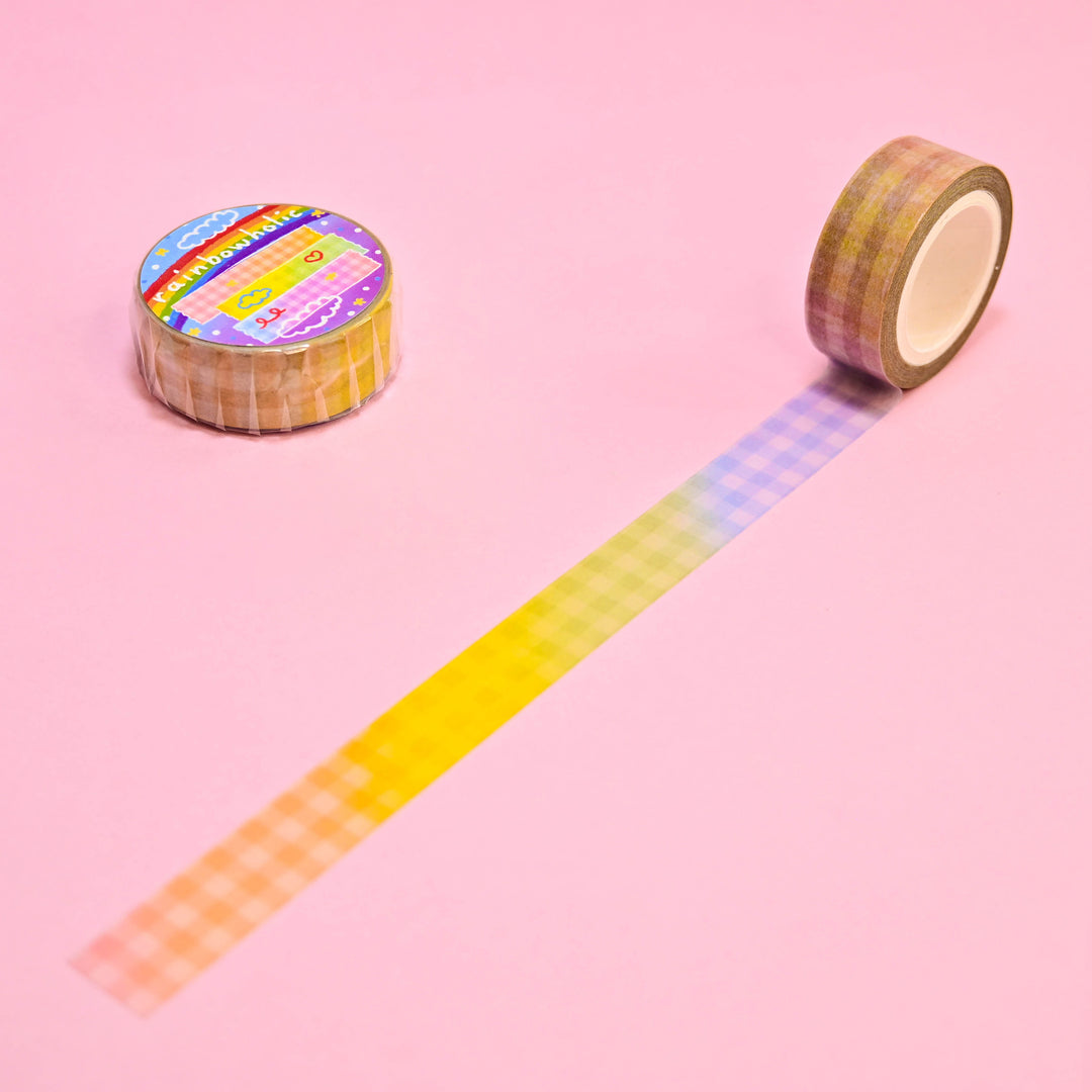 (MT158) Rainbowholic Rainbow Gingham Washi Tape 1.5cm