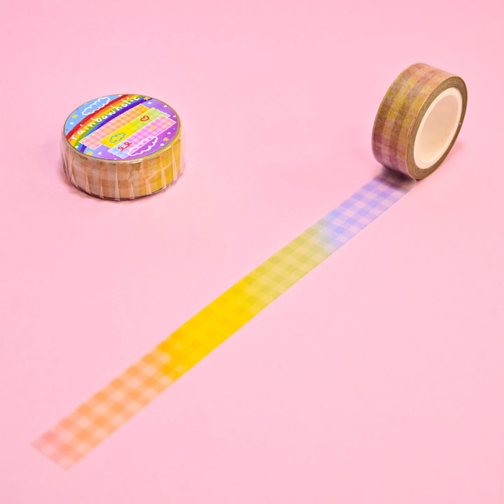 (MT158) Rainbowholic Rainbow Gingham Washi Tape 1.5cm