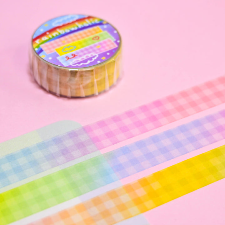 (MT158) Rainbowholic Rainbow Gingham Washi Tape 1.5cm