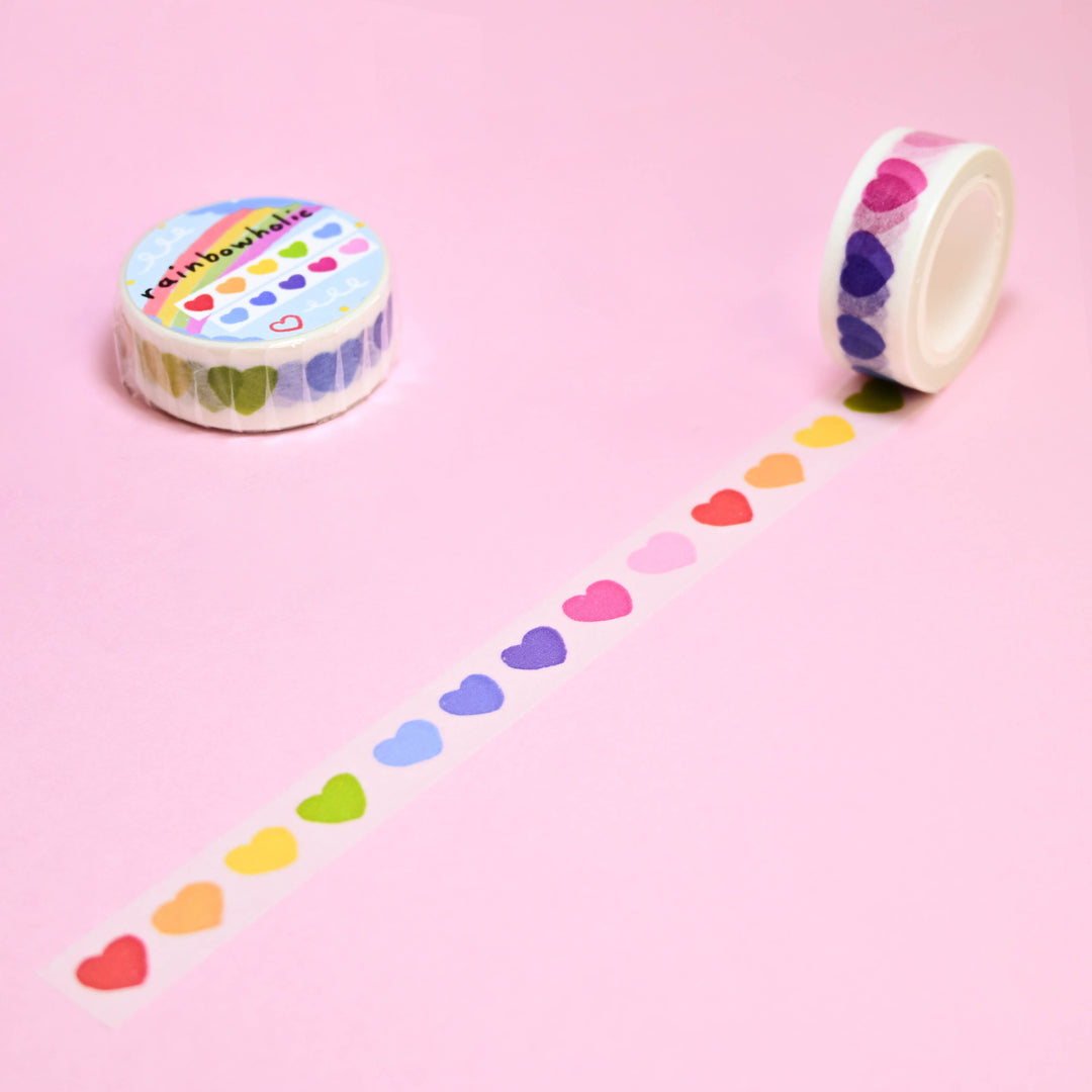 (MT007) Original Rainbow Hearts Washi Tape 1.5cm