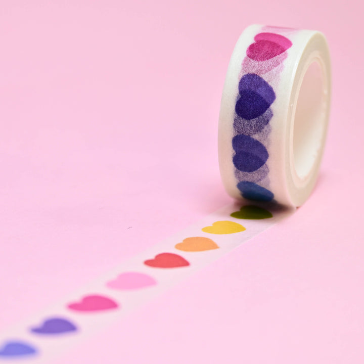(MT007) Original Rainbow Hearts Washi Tape 1.5cm