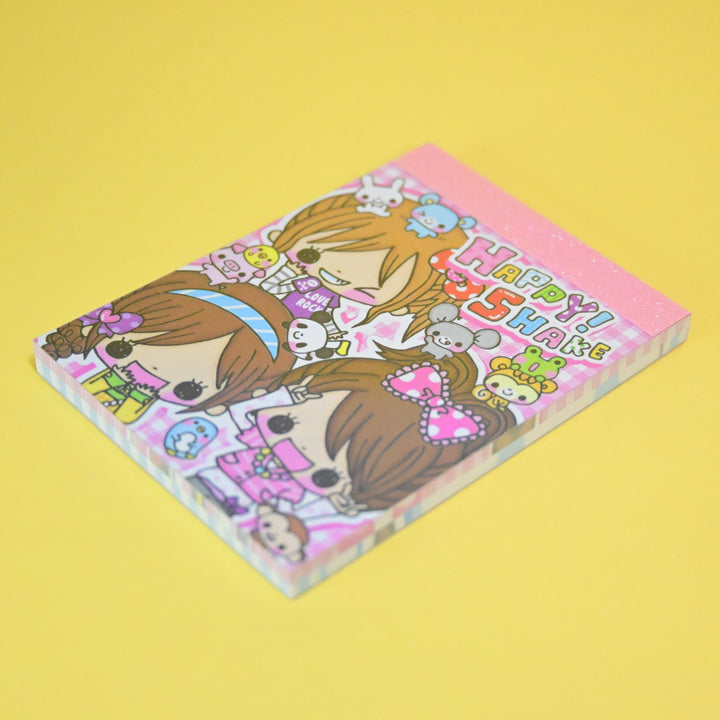 Happy! Shake Girls and Flowing Clovers Retro Memo Pad Set (2 designs)