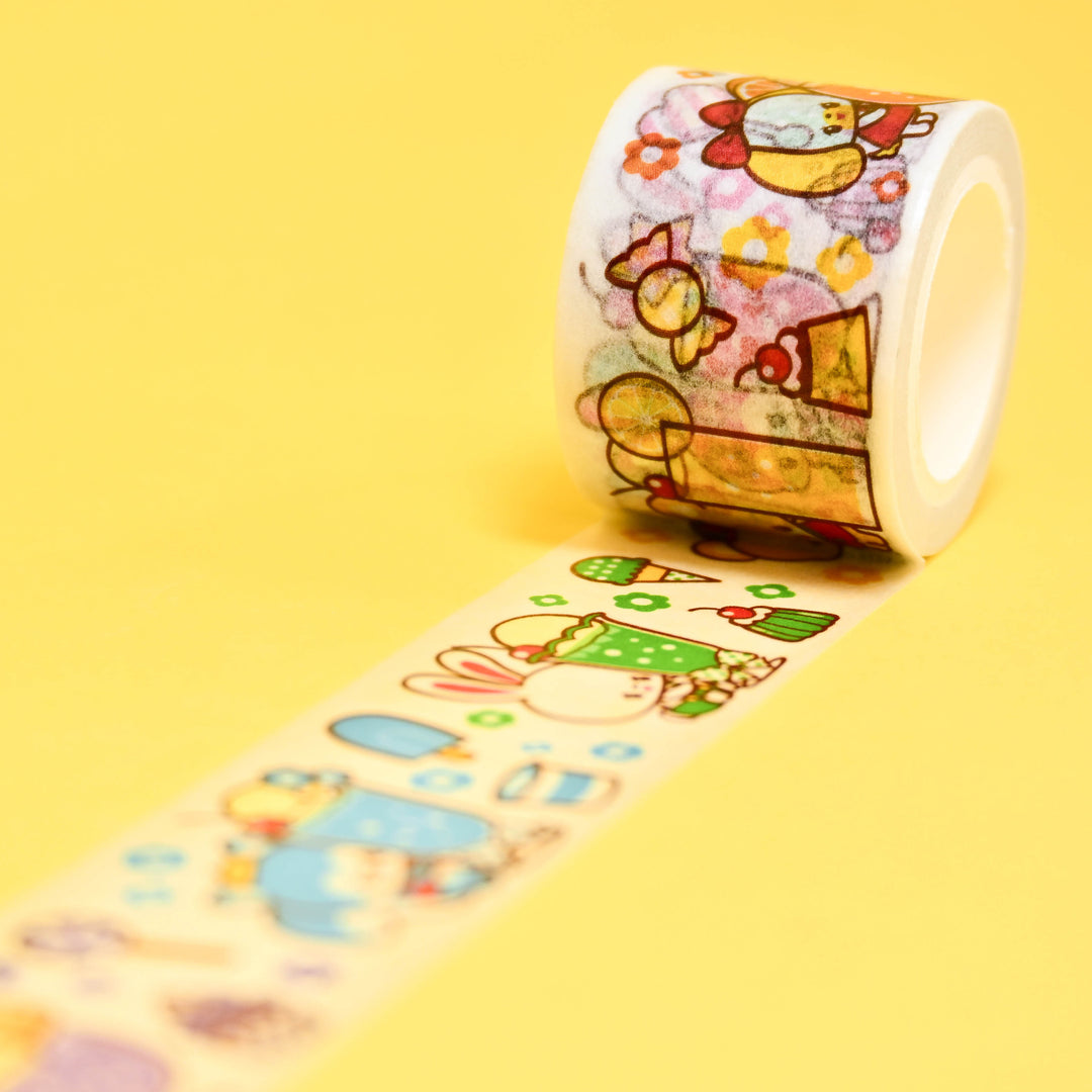 (MT050) Rainbowholic x Ochame Friends Cream Soda Friends Washi Tape 3cm