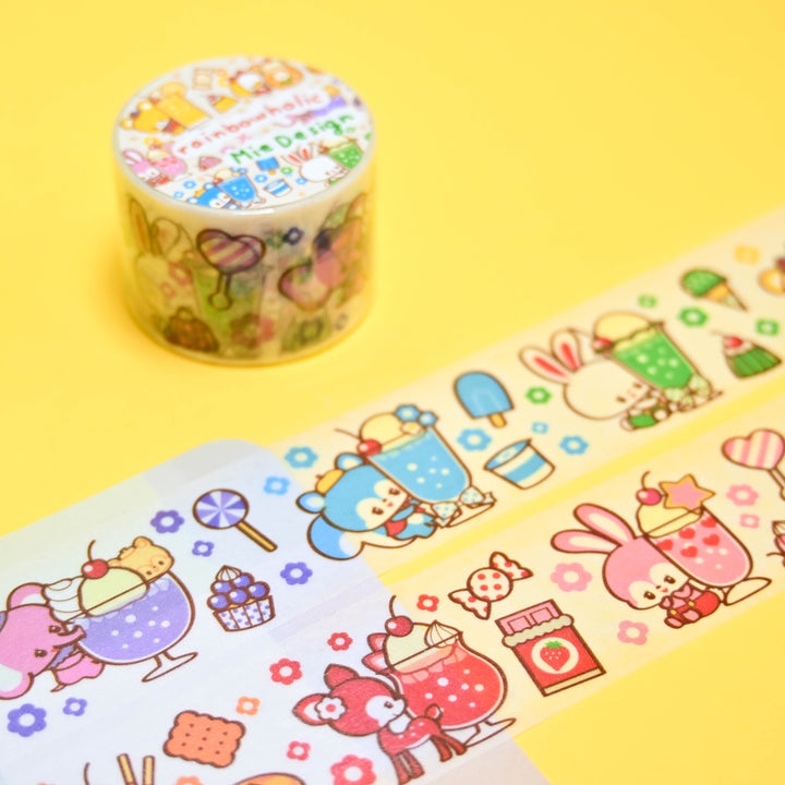 (MT050) Rainbowholic x Ochame Friends Cream Soda Friends Washi Tape 3cm