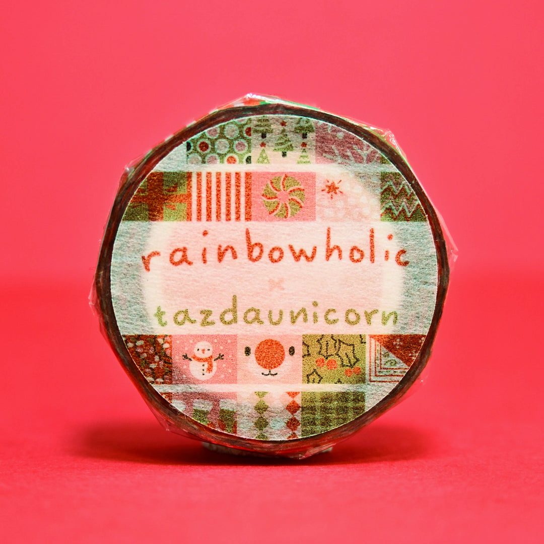 (MT057) Ruban Washi patchwork original Rainbowholic x Tazdaunicorn pour les fêtes