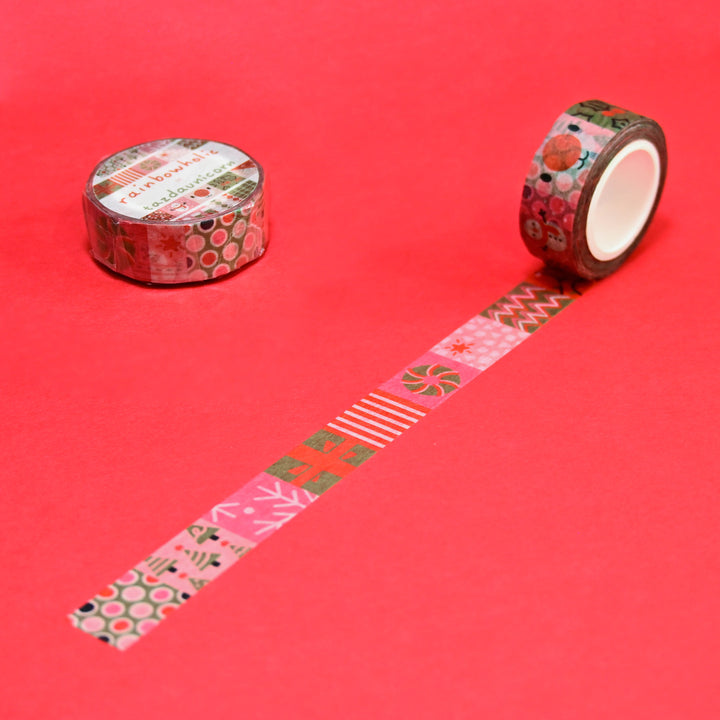 (MT057) Ruban Washi patchwork original Rainbowholic x Tazdaunicorn pour les fêtes