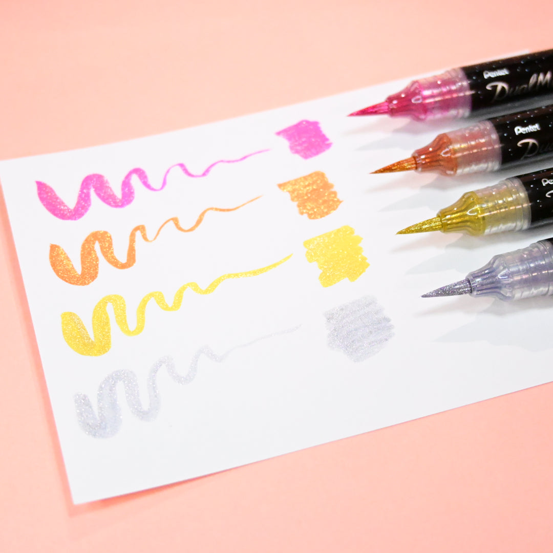 Pentel Dual Metallic Brush Pen 6 Colors