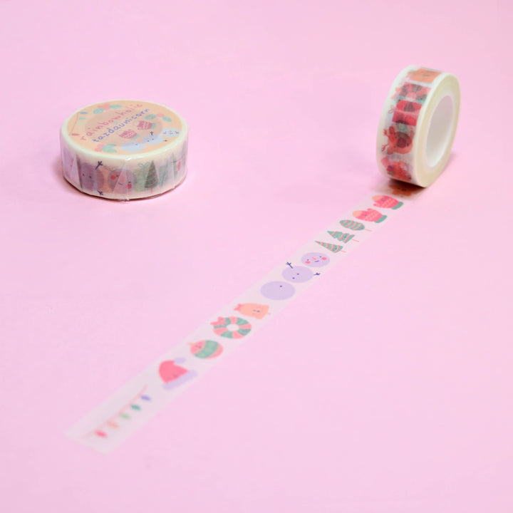 (MT034) Ruban Washi original de la collaboration Rainbowholic x Tazdaunicorn « Pastel Holidays »