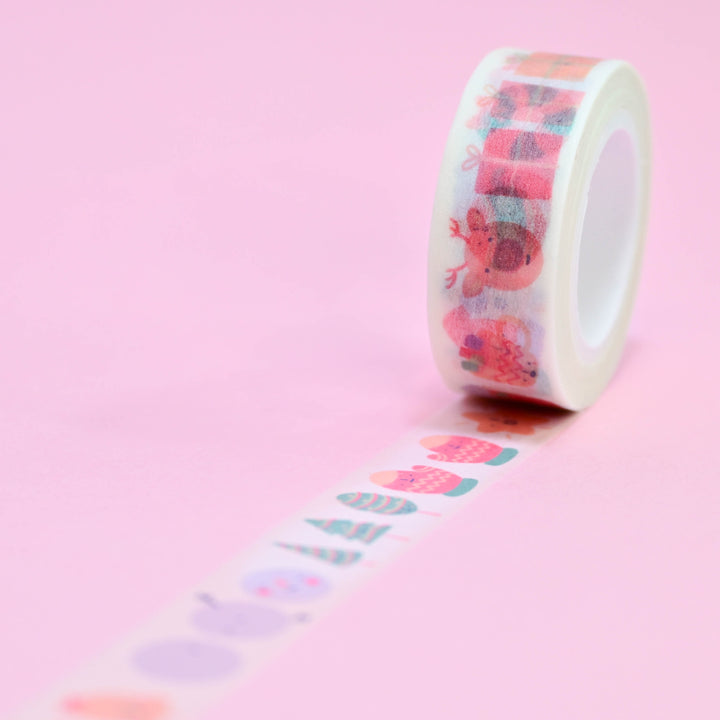 (MT034) Ruban Washi original de la collaboration Rainbowholic x Tazdaunicorn « Pastel Holidays »