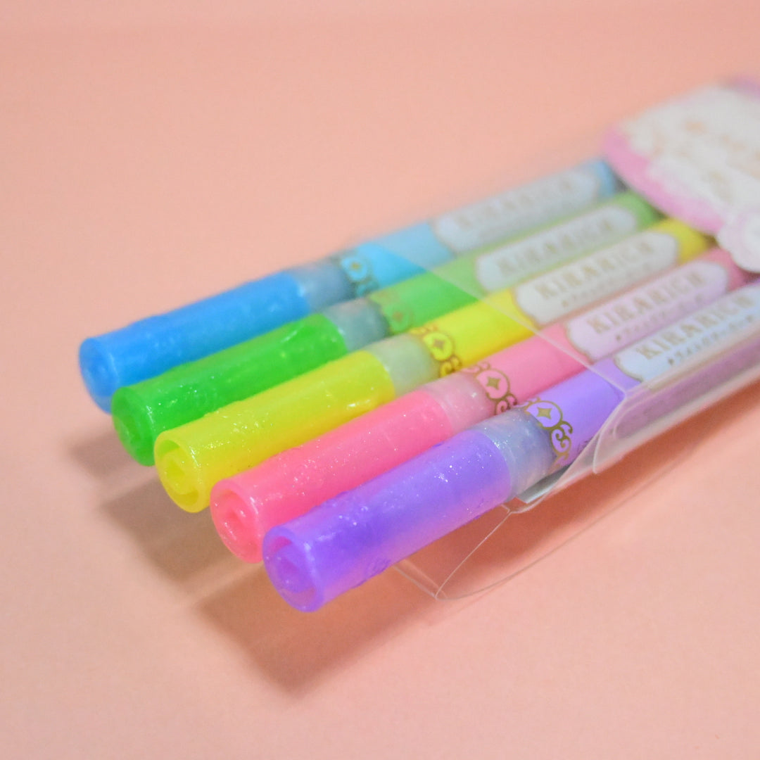 zebra Kirarich Waterbased Glitter Markers 5 Colors