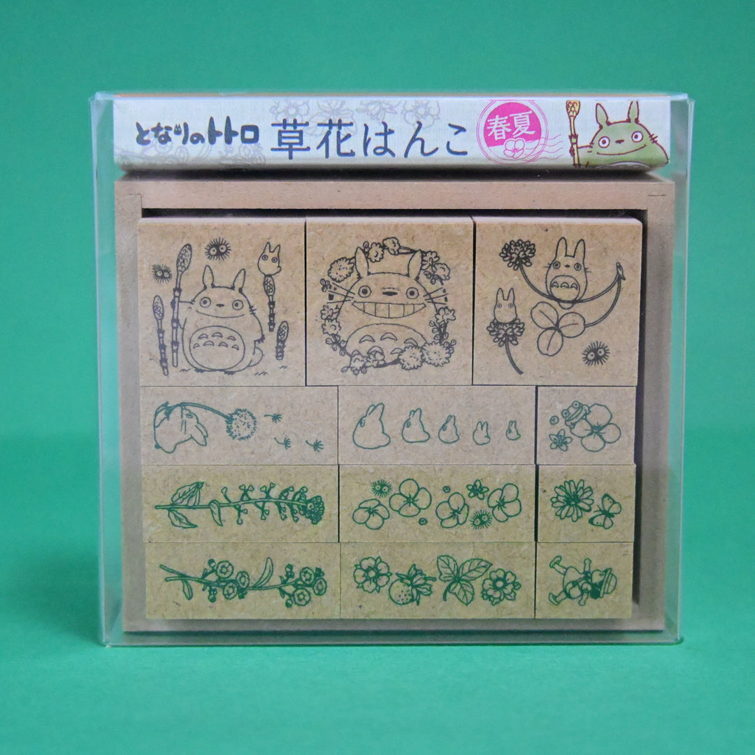 My Neighborhood Totoro with Plants Wooden Stamp Set - Green