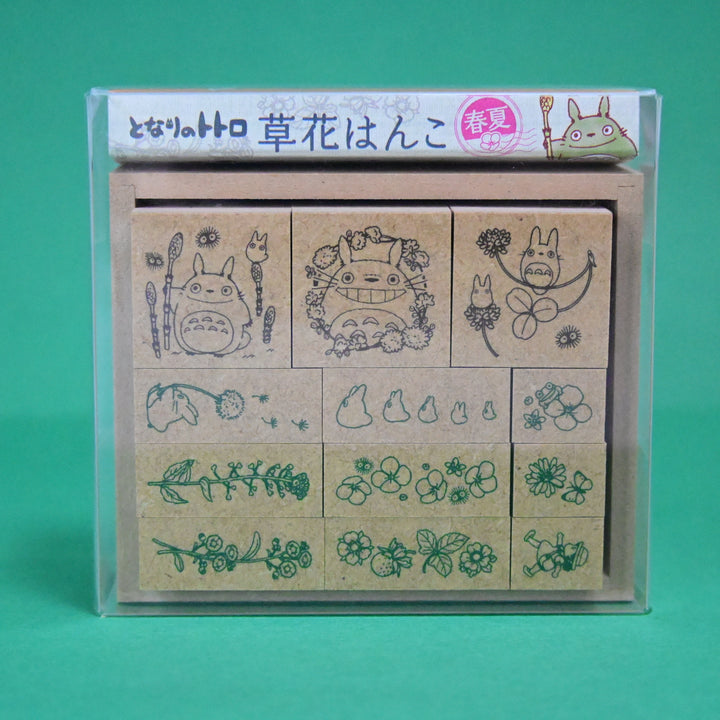 My Neighborhood Totoro with Plants Wooden Stamp Set - Green