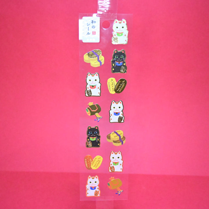 Active Corporation Japan Style Maneki-neko Gold Foil Stickers