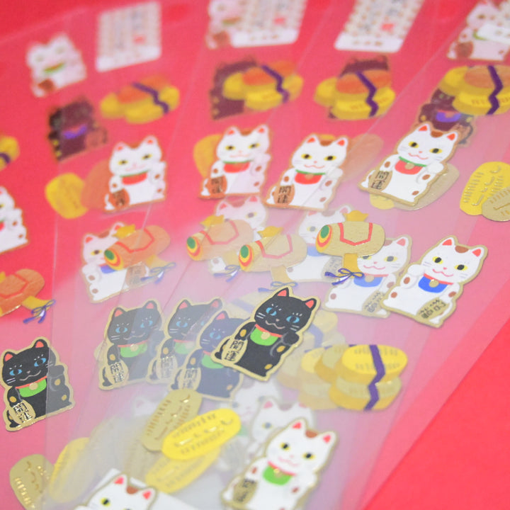 Active Corporation Japan Style Maneki-neko Gold Foil Stickers