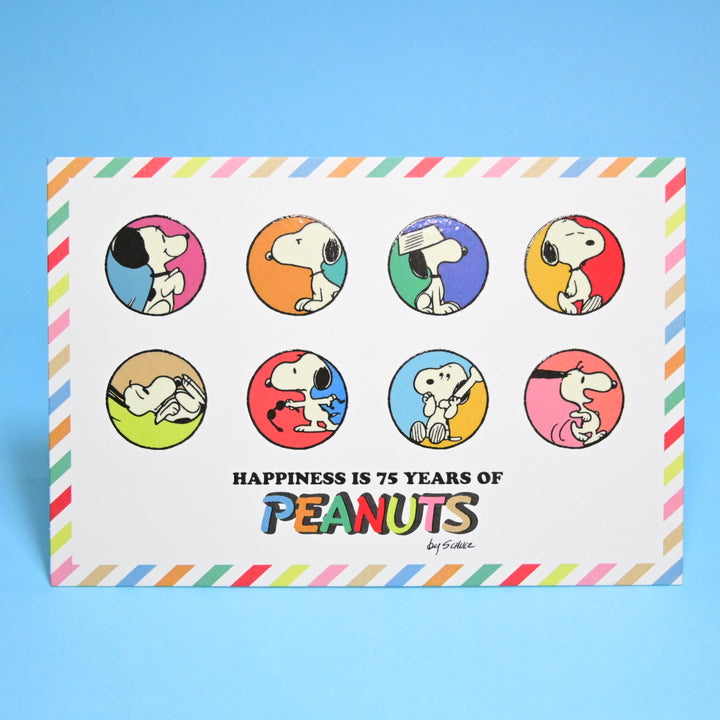 Hallmark Peanuts 75th Anniversary Snoopy's Different Faces Colorful Glossy Post Card
