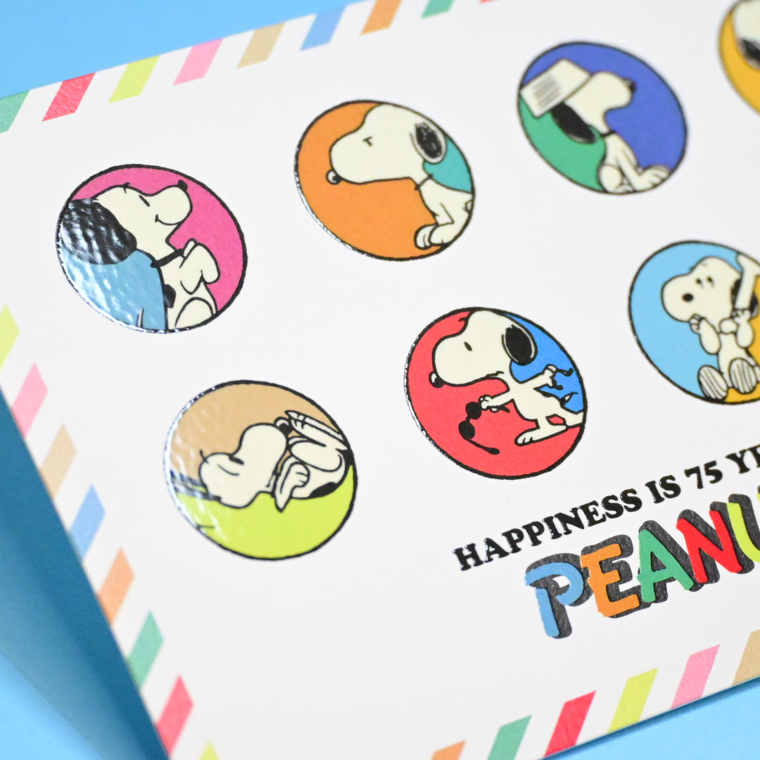 Hallmark Peanuts 75th Anniversary Snoopy's Different Faces Colorful Glossy Post Card