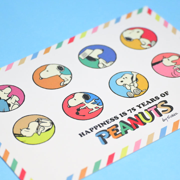 Hallmark Peanuts 75th Anniversary Snoopy's Different Faces Colorful Glossy Post Card