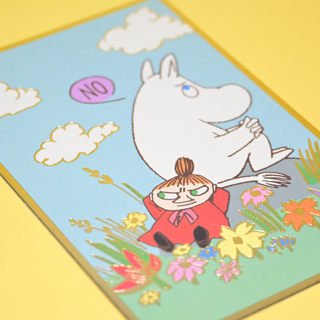 Hallmark Moomin and Little My Gold Foil Frame and Details Post Card