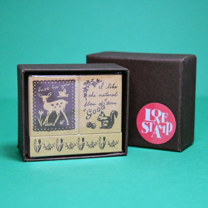 Sanby Forest Animals Wooden Rubber Stamp Set of 3