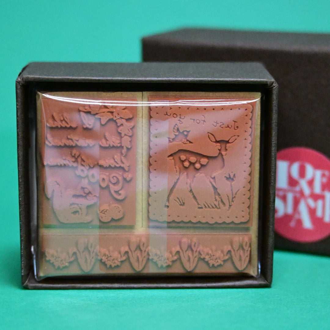 Sanby Forest Animals Wooden Rubber Stamp Set of 3