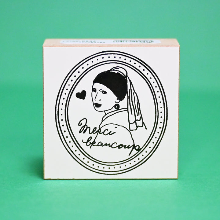 Sanby Girl with a Pearl Earring Thank You Very Much Wooden Rubber Stamp