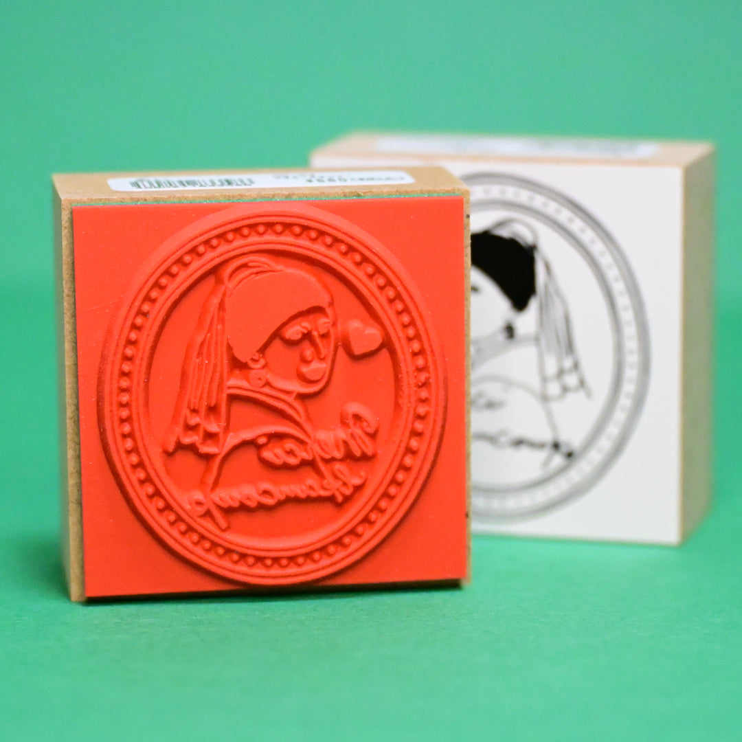 Sanby Girl with a Pearl Earring Thank You Very Much Wooden Rubber Stamp