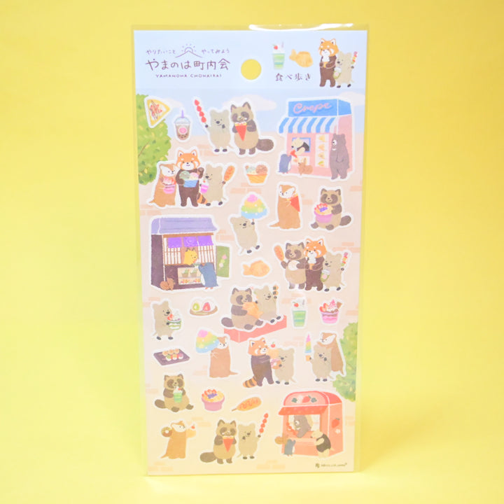 NB Yamanoha Chonaikai Street Food Animals Sticker Sheet