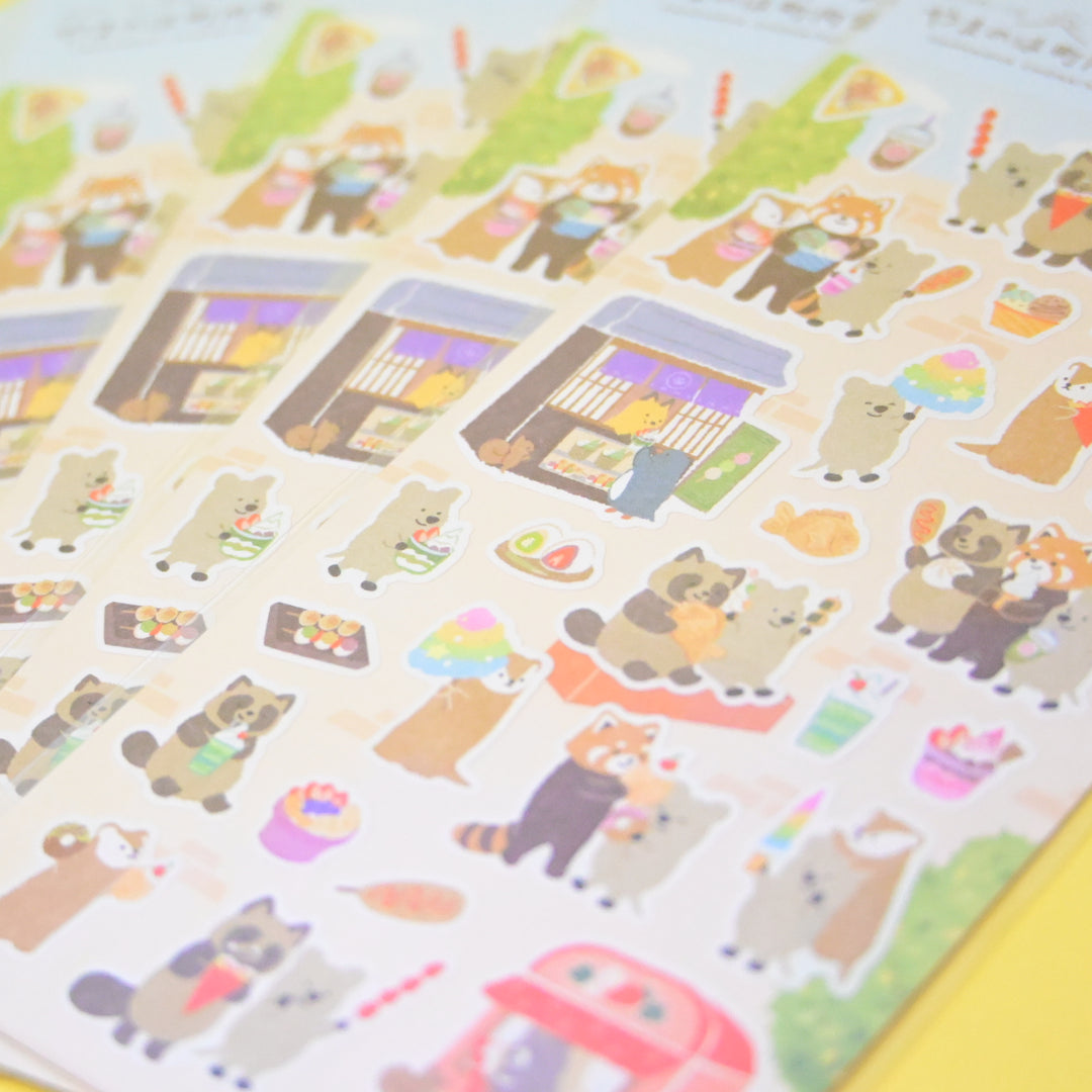 NB Yamanoha Chonaikai Street Food Animals Sticker Sheet