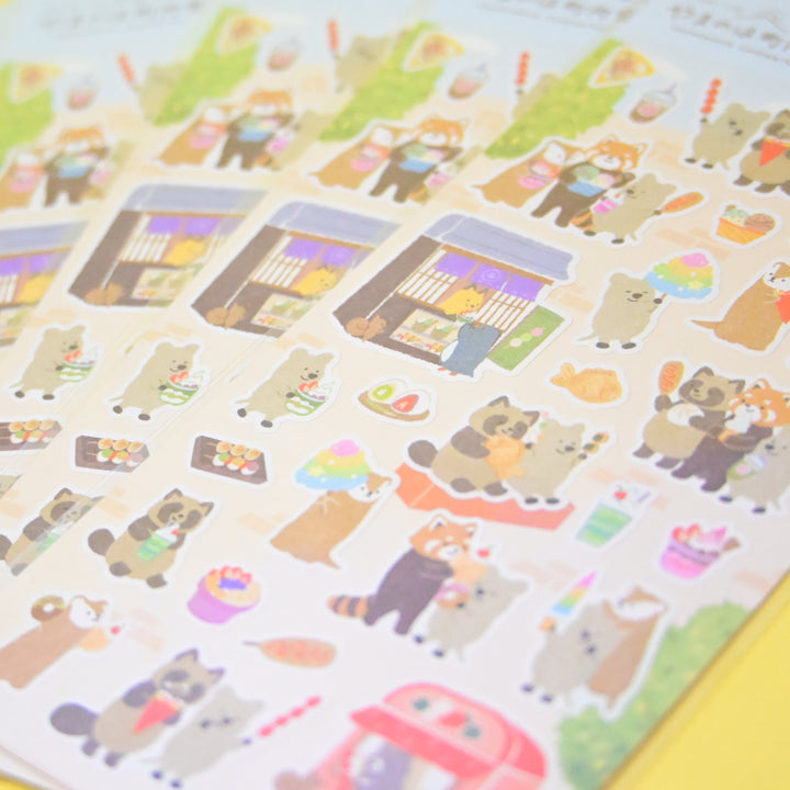 NB Yamanoha Chonaikai Street Food Animals Sticker Sheet