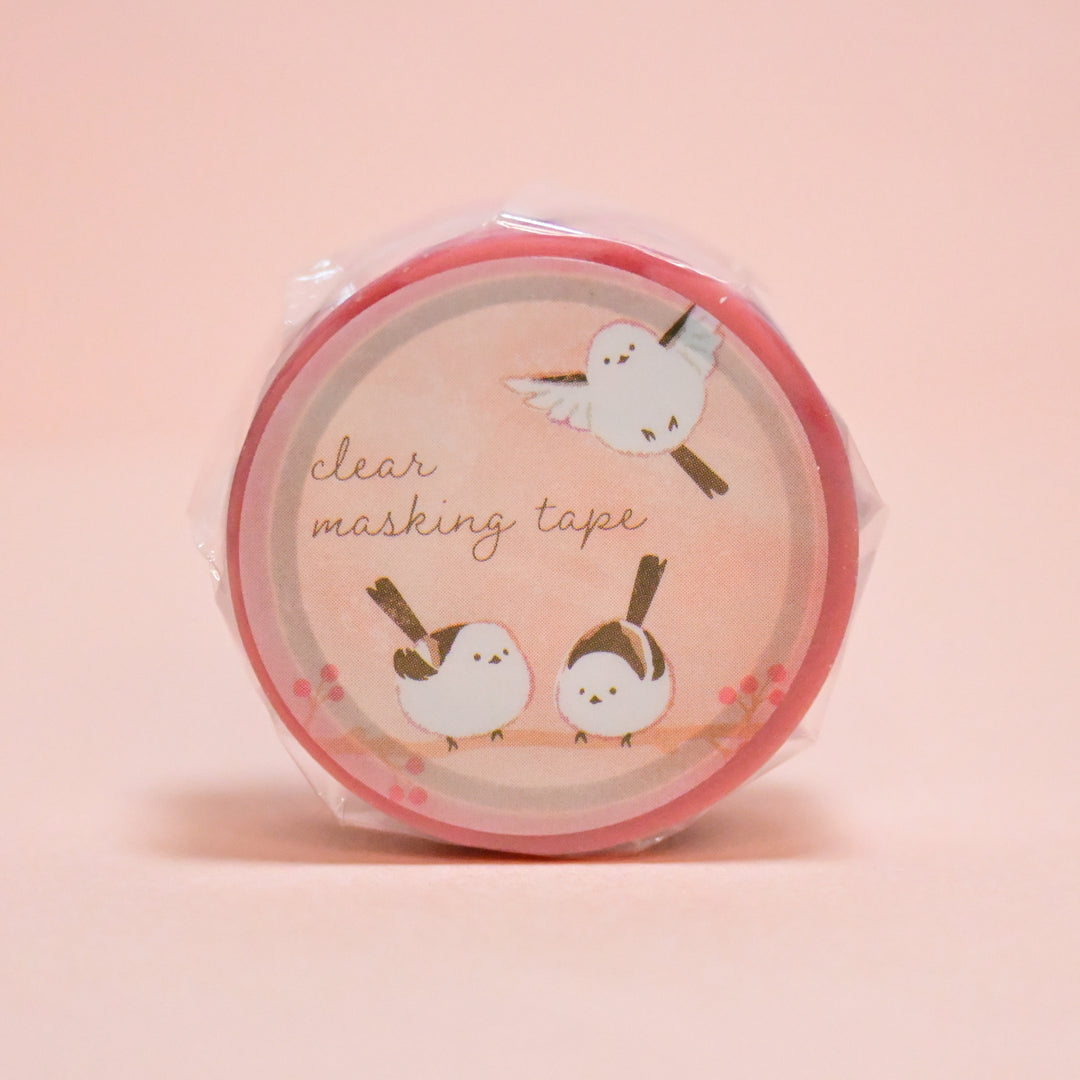 Kamio Japan Shimaenaga Cute Bird Pink Clear Masking Tape