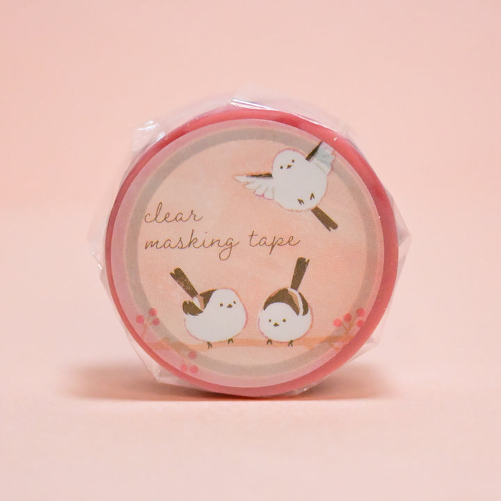 Kamio Japan Shimaenaga Cute Bird Pink Clear Masking Tape