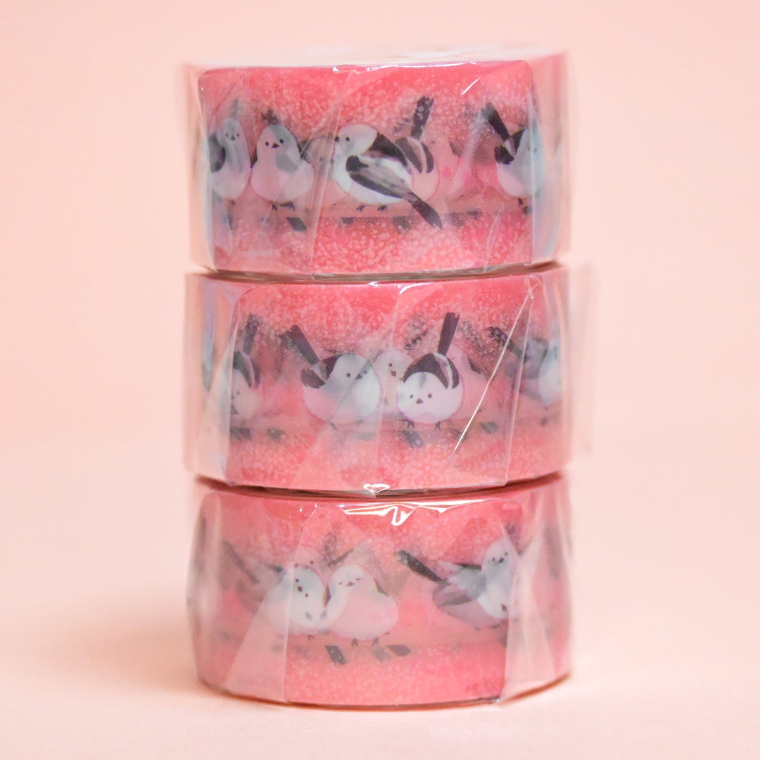 Kamio Japan Shimaenaga Cute Bird Pink Clear Masking Tape