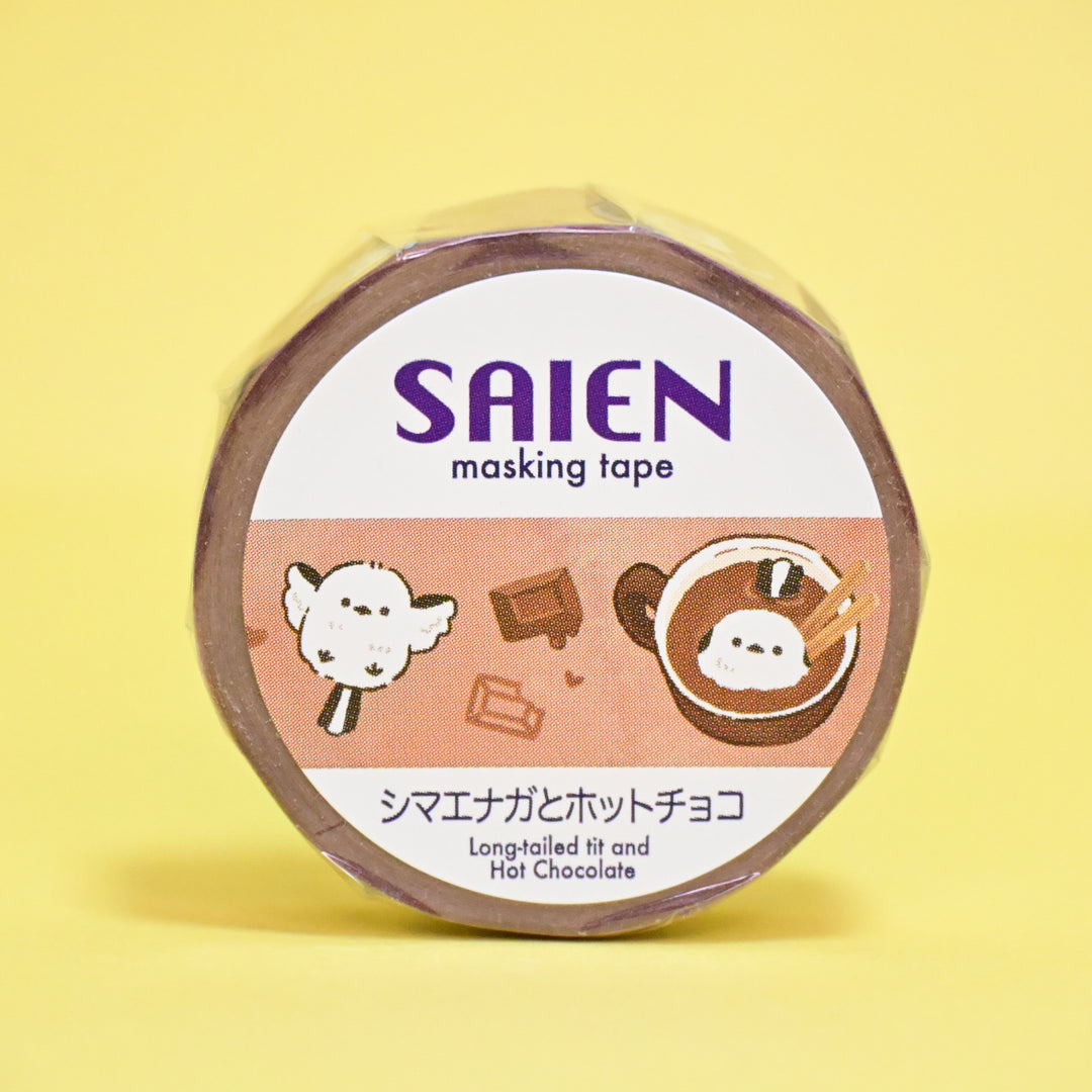 SAIEN Shimaenaga Cute Bird Hot Chocolate Masking Tape