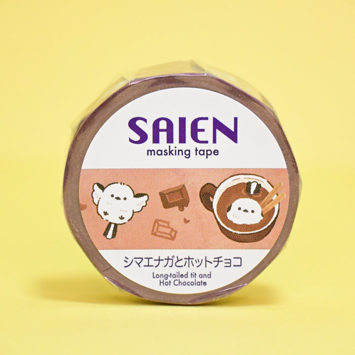 SAIEN Shimaenaga Cute Bird Hot Chocolate Masking Tape