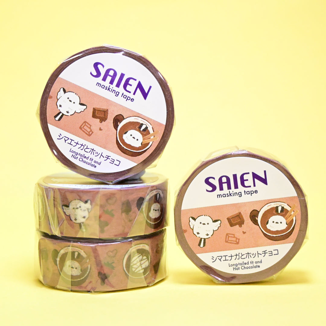 SAIEN Shimaenaga Cute Bird Hot Chocolate Masking Tape