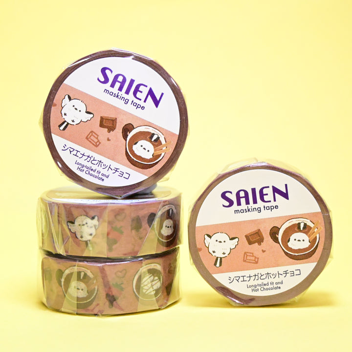 SAIEN Shimaenaga Cute Bird Hot Chocolate Masking Tape