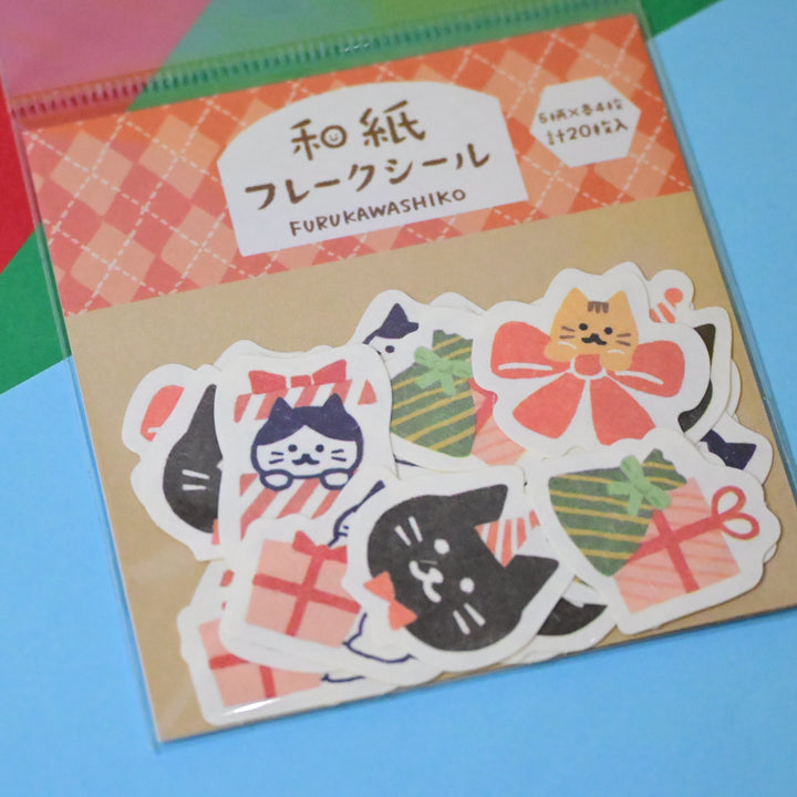 Furukawa Shiko Christmas Cats Washi Flake Seal
