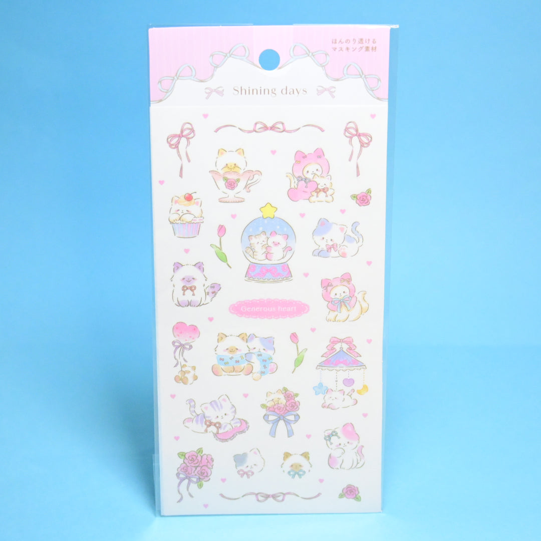 Synapse Japan Shining Days Cute Dreamy Cat Sticker Sheets + Masking Tape Set (3 pcs.)