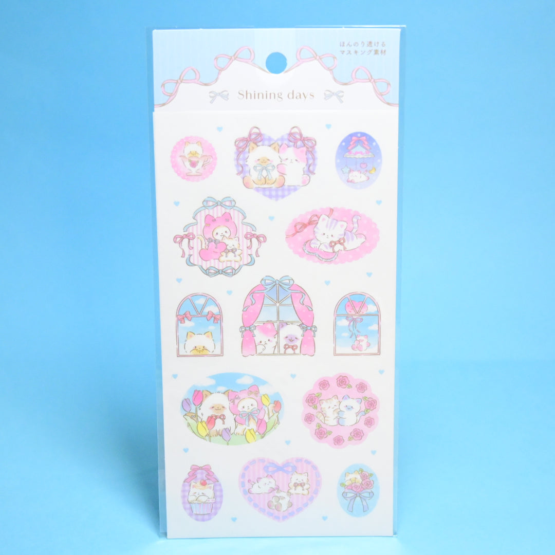 Synapse Japan Shining Days Cute Dreamy Cat Sticker Sheets + Masking Tape Set (3 pcs.)
