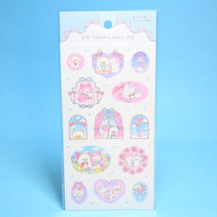 Synapse Japan Shining Days Cute Dreamy Cat Sticker Sheets + Masking Tape Set (3 pcs.)
