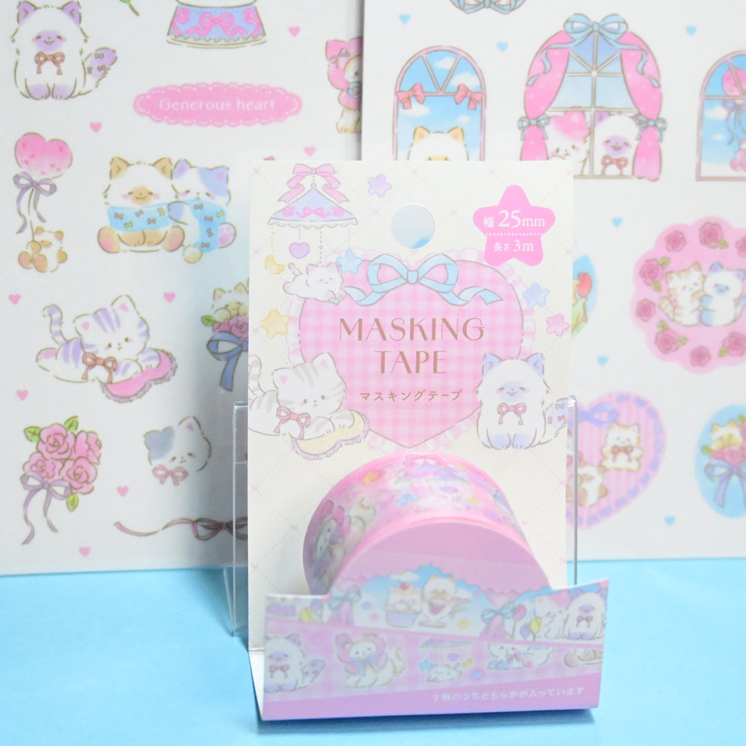 Synapse Japan Shining Days Cute Dreamy Cat Sticker Sheets + Masking Tape Set (3 pcs.)