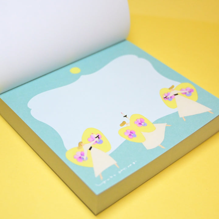 cozyca Yuka Hiiragi Dancing Flowers Memo Block