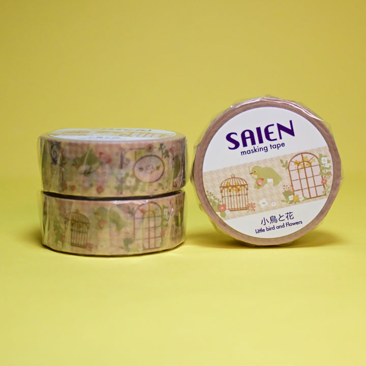 SAIEN Little Bird and Flowers Masking Tape