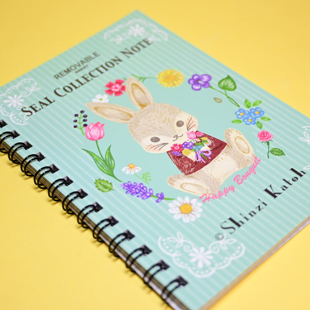 Shinzi Katoh Spring Flower Bunny Sticker Collection Notebook A6 Size